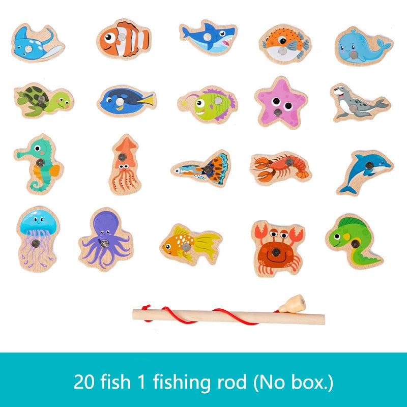 Wooden Magnetic Fishing Toy – Montessori Marine Learning Game
