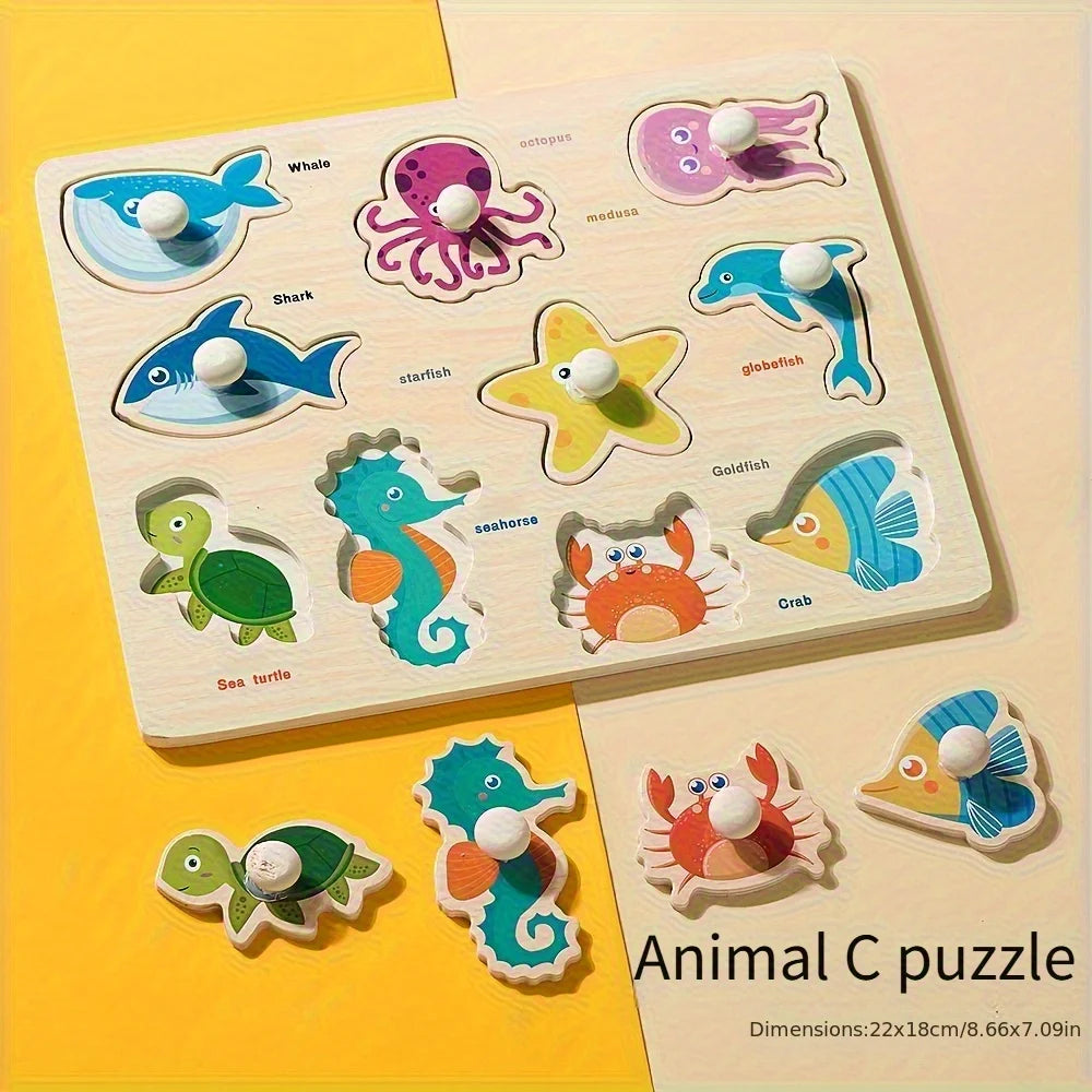 Montessori Shape Puzzle – Wooden Geometry Matching Board