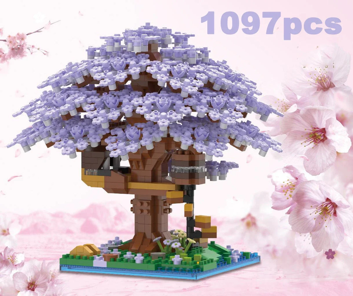 Cherry Blossom Building Blocks – Purple Tree House Model Set