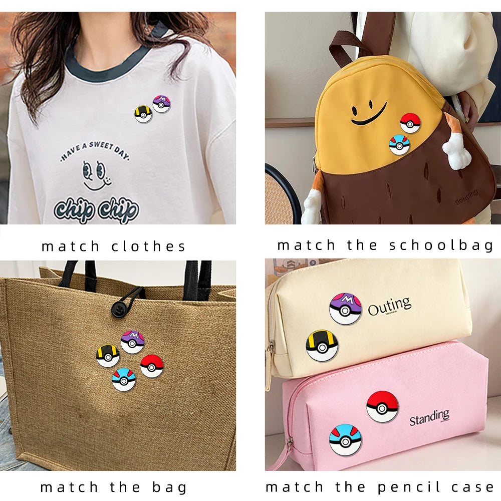 4pcs Poké Ball Enamel Pin Set Classic, Master, Ultra & Great Ball Brooch Badges for Fans, Cosplay & Daily Decoration