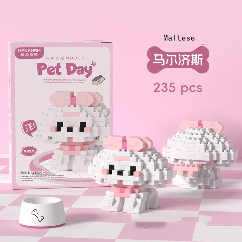 Mini Pet Building Blocks Dog & Cat Model Set