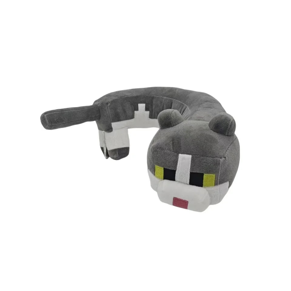 Gray Cat Plush Toy – U-Shaped Soft Stuffed Animal