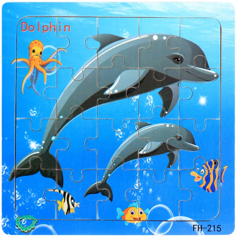 Wooden 3D Puzzle – Cartoon Animal Jigsaw Toy for Kids