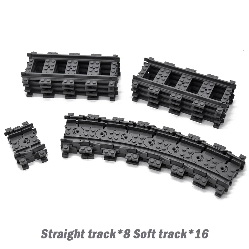 Flexible Train Track Building Blocks – Curved & Straight Rail Set