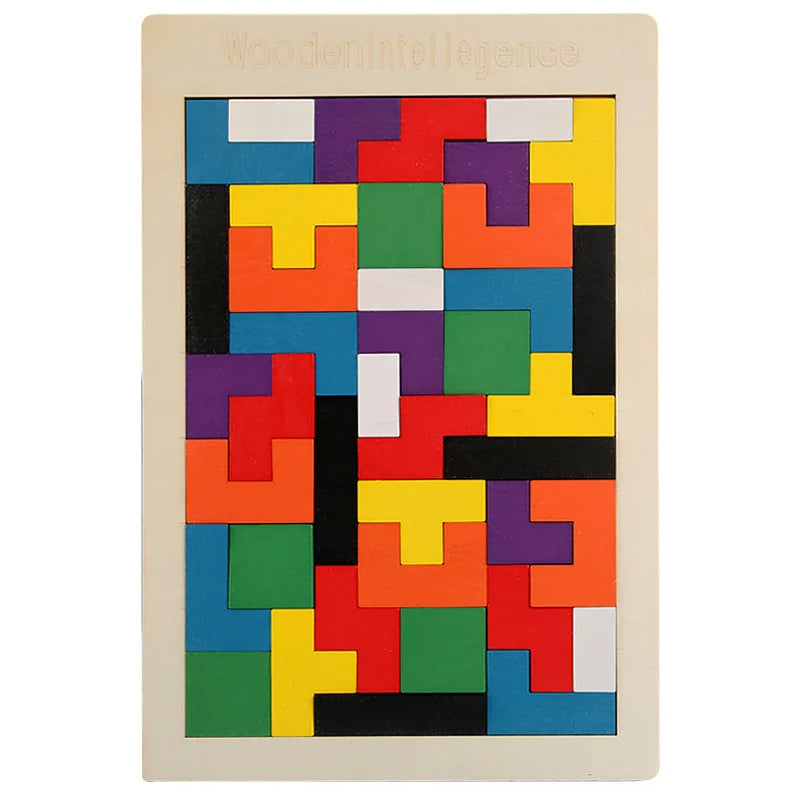Wooden Tangram Puzzle – Colorful Geometric Shape Learning Toy