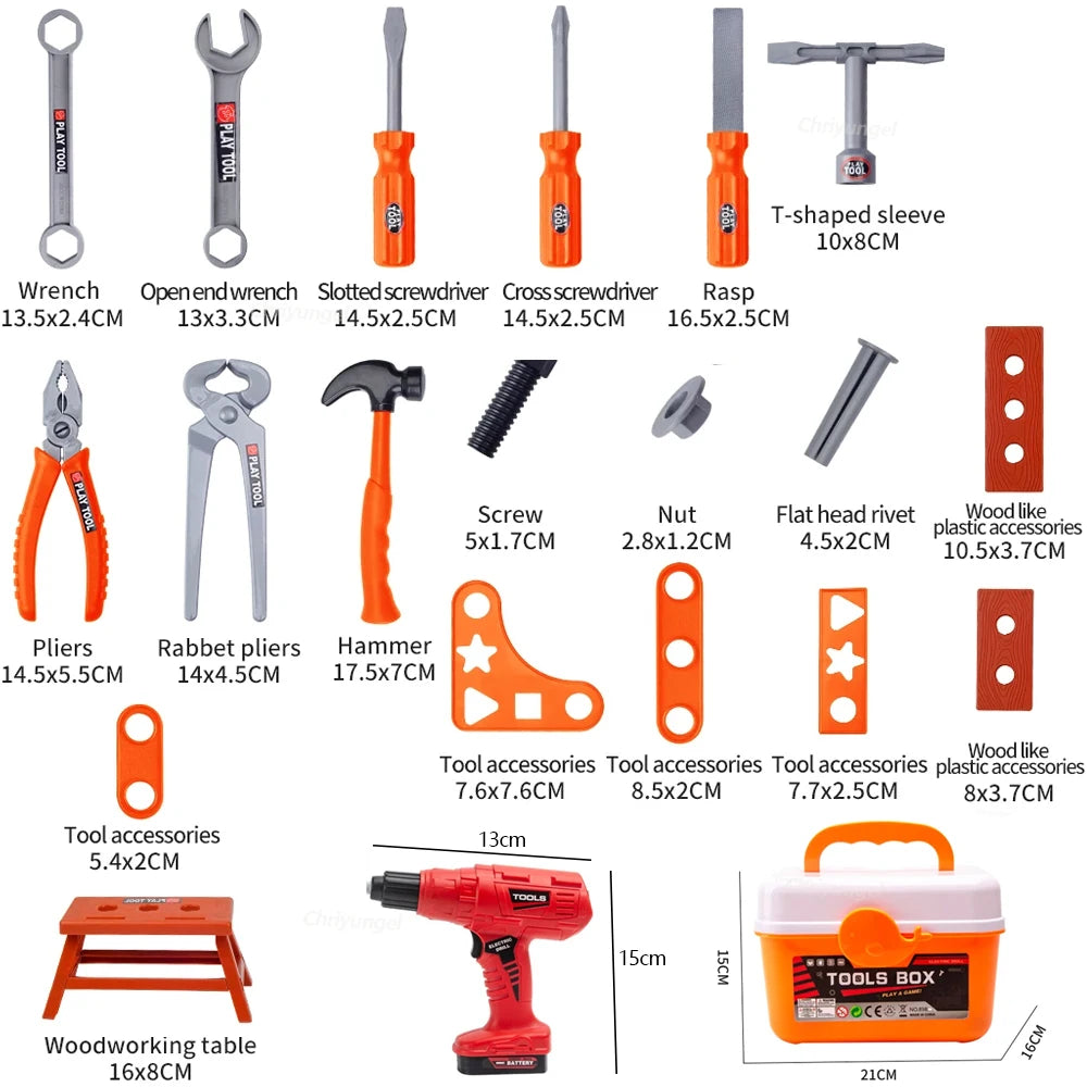 38/42 PCS Pretend Tools Kit Kids Play Repair Tool Set Plastic Construction Toys with Screwdrivers for Toddler Boys Girls Child