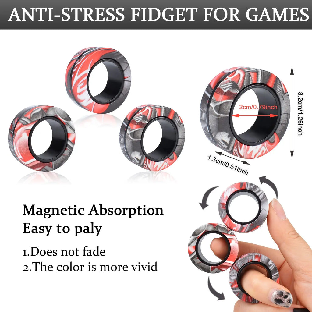 Magnetic Ring Fidget Spinner – 3Pcs Stress Relief Finger Toys