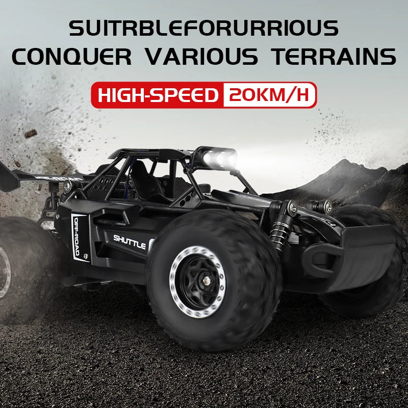 Off-Road RC Car 2WD 1:16 with LED Lights, 2.4GHz Remote Control
