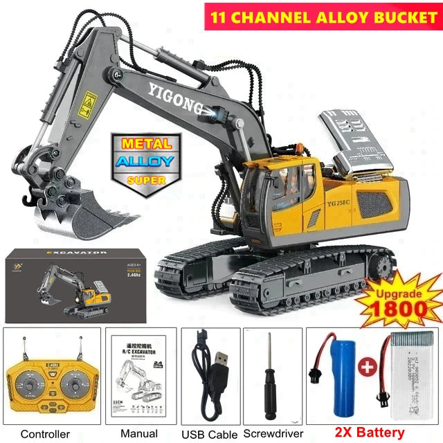 RC Excavator 4WD Construction Vehicle with Lights & Sound