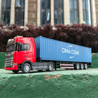1/50 Simulation Large Truck Toy Car Model Alloy Diecast Transport Container Vehicle Car For Boy Gifts with Sound Light Pull Back