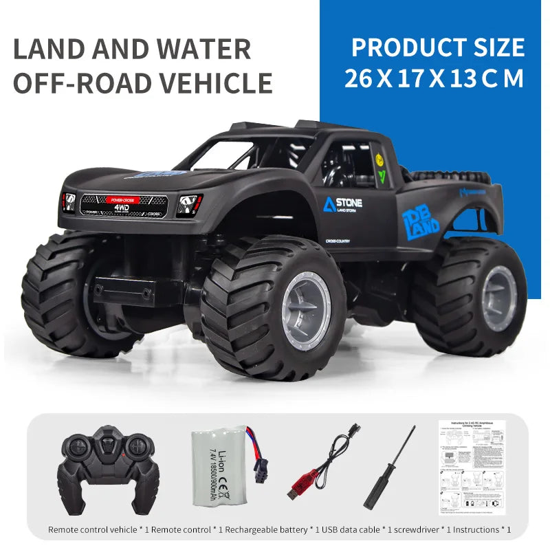 Amphibious RC Car 4WD Stunt Vehicle with 2.4G Remote Control