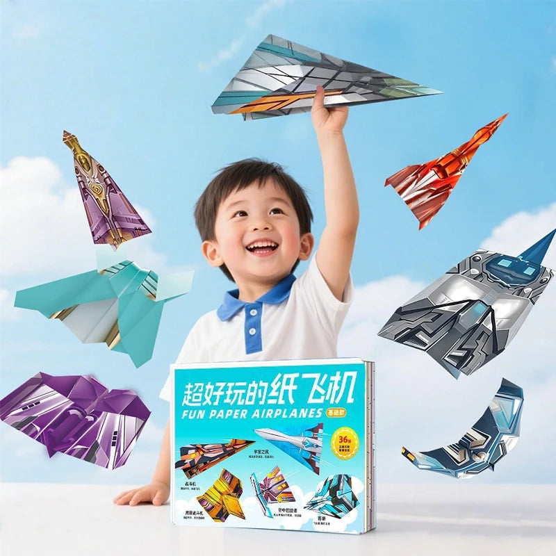36Pcs DIY Children's Origami Airplane Parent-Child Full-Color Handmade Toy Airplane Educational Toy Hands-On Ability Puzzle Toy