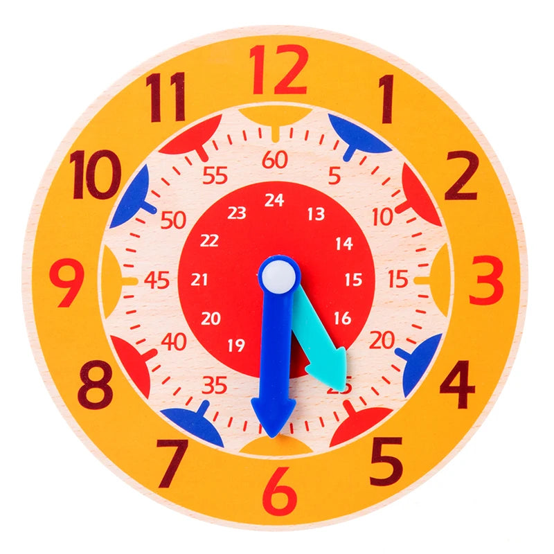 Wooden Learning Clock – Montessori Time Teaching Toy for Kids