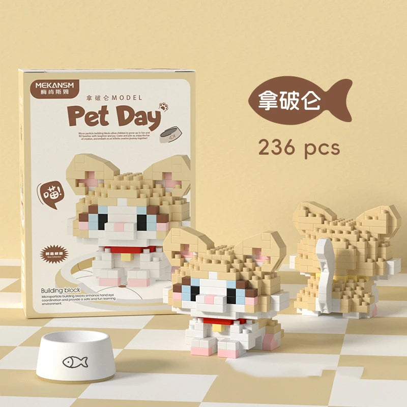 Mini Pet Building Blocks Dog & Cat Model Set