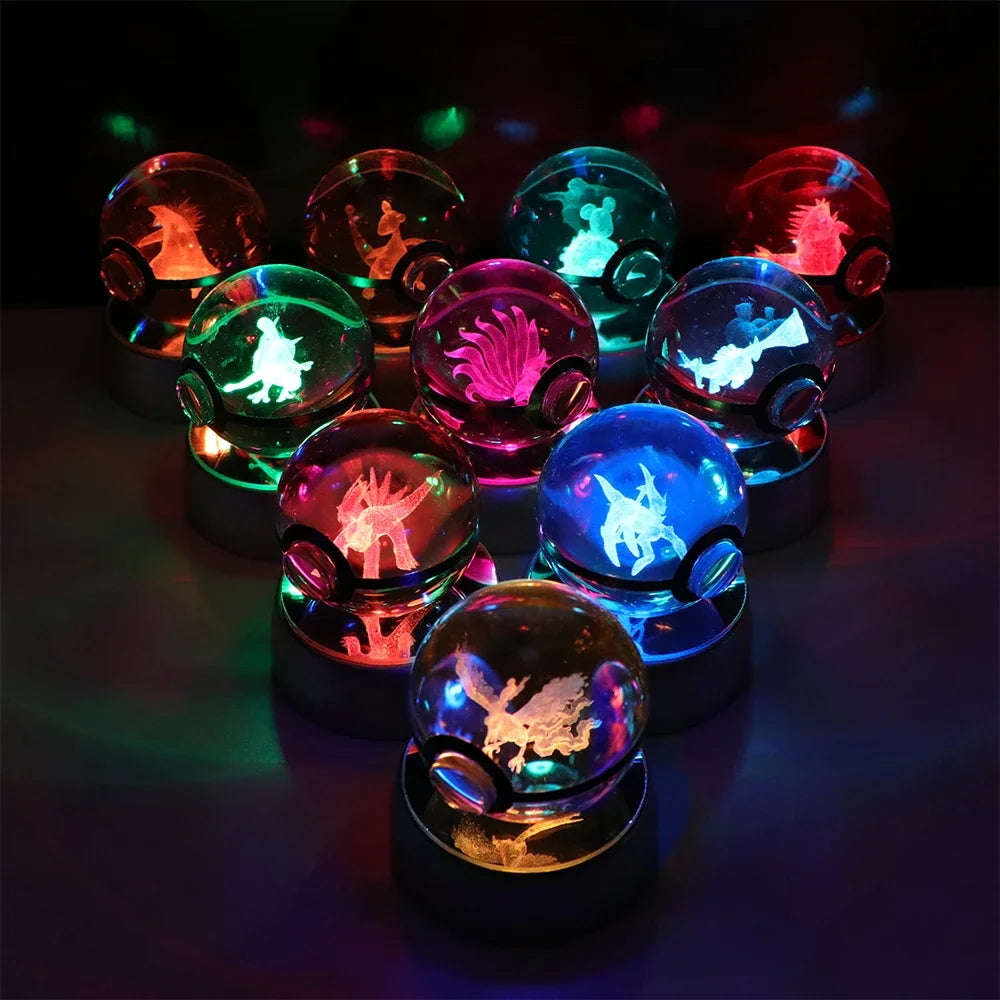 3D Crystal Ball Night Light – LED Decorative Display Lamp