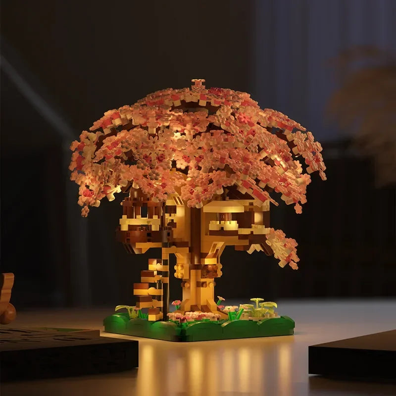 Cherry Blossom Building Blocks – Purple Tree House Model Set