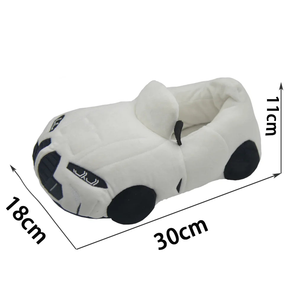 10 COLORS Vehicle Shape Plush Slippers Women Men Cartoon Car Warm Soft House Shoes Birthday Party Indoor Slipper