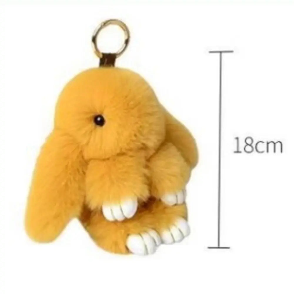 Fluffy Bunny Keychain - Plush Play Dead Rabbit Doll with Bow, Cute Animal Keychain Toy for Kids Girls, Soft Furry Gift