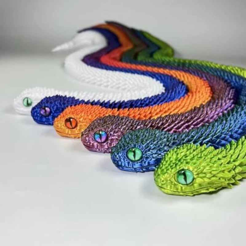 2026 New 3D Printed Snake Realistic Snake Statue Movable Joint Fidget Toys Simulation Snake Year Desk Ornament Animal Model Gift
