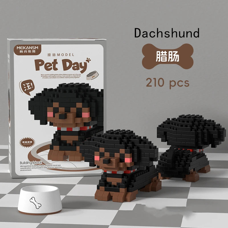 Mini Pet Building Blocks Dog & Cat Model Set