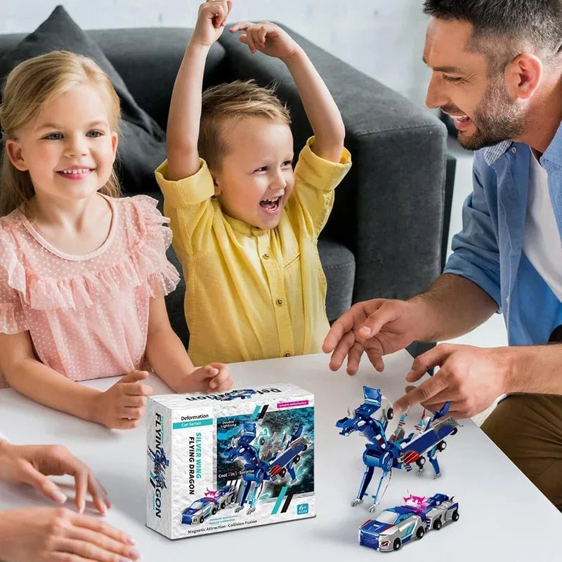 Transforming Car Toy – 2 in 1 Magnetic DIY Vehicle