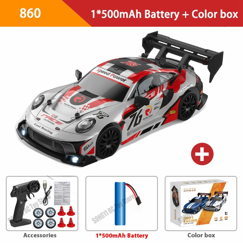 RC Drift Car 4WD Remote Control Car with LED Lights, 2.4GHz