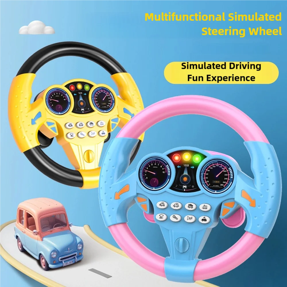 Children's Steering Wheel Toy, Simulated Co-Pilot 360-Degree Rotating Music Steering Wheel, Educational Enlightenment Toy