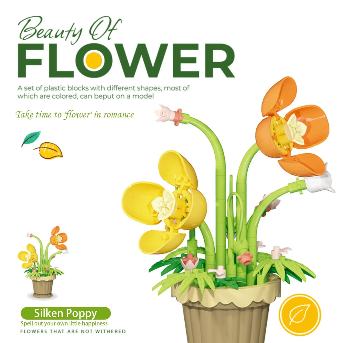 Flower Building Blocks Potted Plant Set for Home Decor