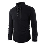 Men's Medieval Pirate Dress Stylish Streetwear Halloween Gothic Style V-neck Tops Solid Color Cotton Linen Breathable T-shirt
