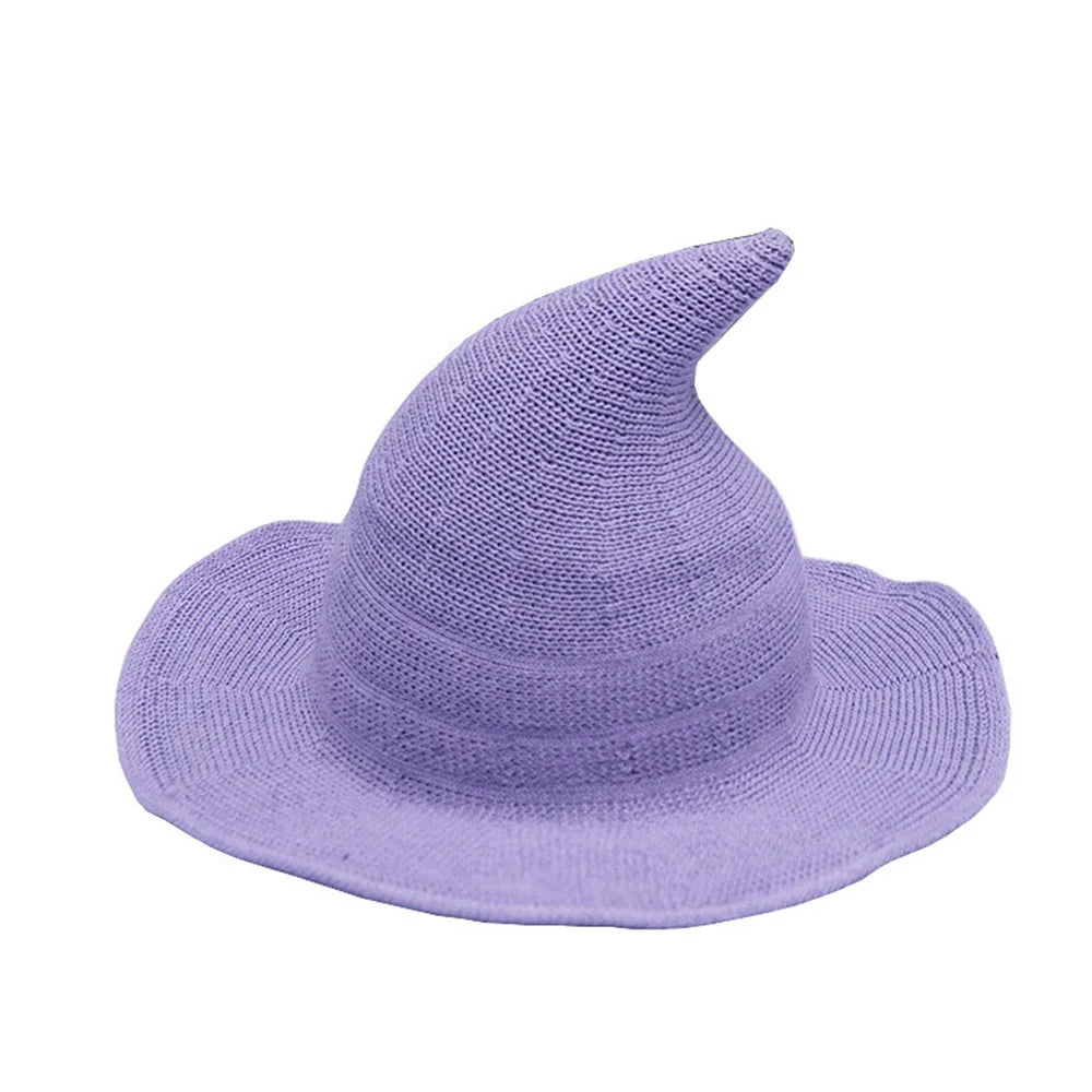 Halloween Witch Hat Long Point Hat Knitted Cap for Women Halloween Party Hat Magical Hat Festival Party Cosplay Decoration