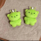 12pc Mini Alien Cat Plush Pendant Keyring Green Soft Plush Portable Key Chains Super Cute Handmade Doll Bags Pendant Gifts Decor