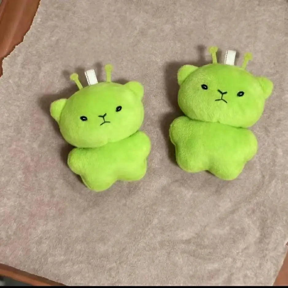 12pc Mini Alien Cat Plush Pendant Keyring Green Soft Plush Portable Key Chains Super Cute Handmade Doll Bags Pendant Gifts Decor