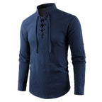 Men's Vintage V-neck T-shirt Cotton Linen Pirate Medieval Viking Gothic Tops Shirts Long Sleeved Cospaly Halloween Party Top
