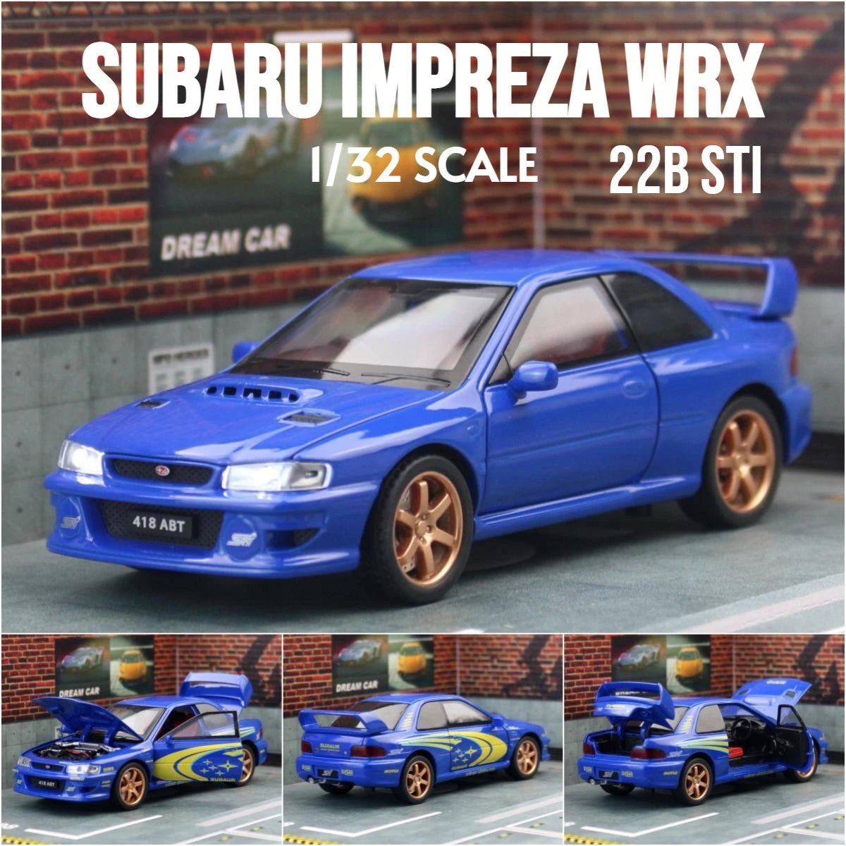 Diecast JDM Car Model – 1:32 Pull Back Toy with Lights