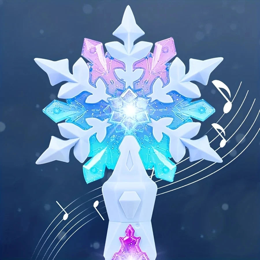 Princess Snow Wand Toy Fairy Girls Glowing Wands Christmas Halloween Children Toys Snowflake Light Sound Sticks Kid Cosplay