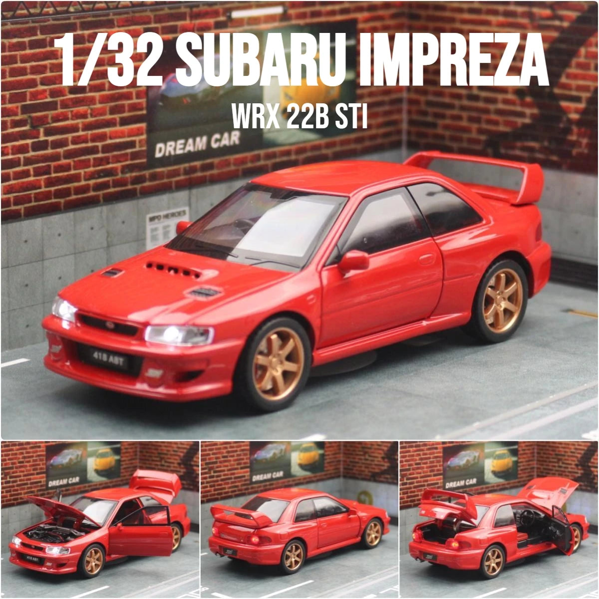Diecast JDM Car Model – 1:32 Pull Back Toy with Lights