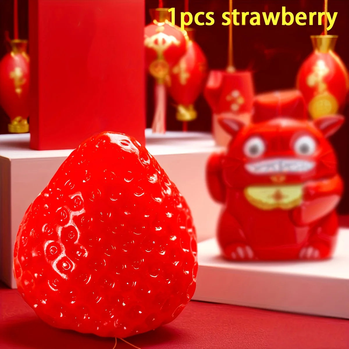 1Pc Squishy Big Strawberry Squeeze Toy Soft Pinch Fruit Pop Fidget Toys Party Entertainment Games Halloween Christmas Gift