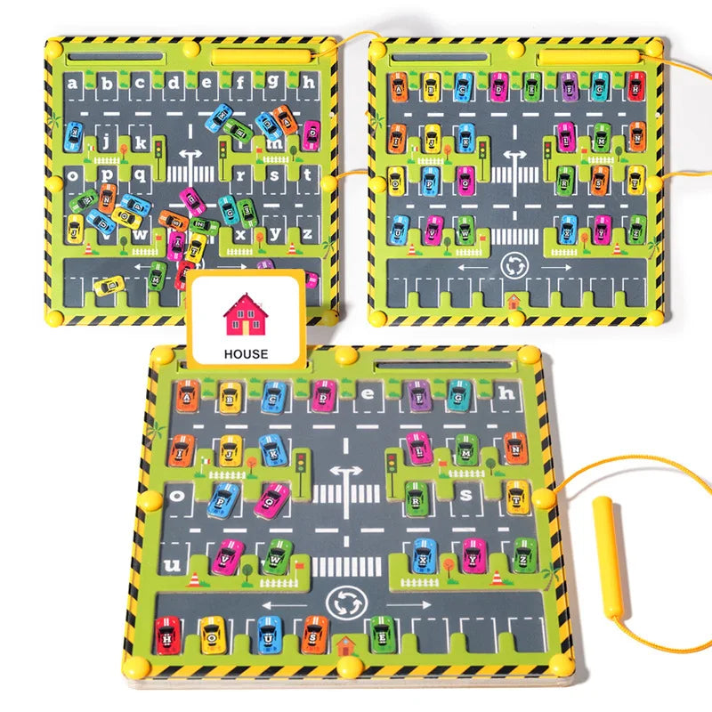 Magnetic Alphabet Maze – Wooden Letter Learning Puzzle Toy