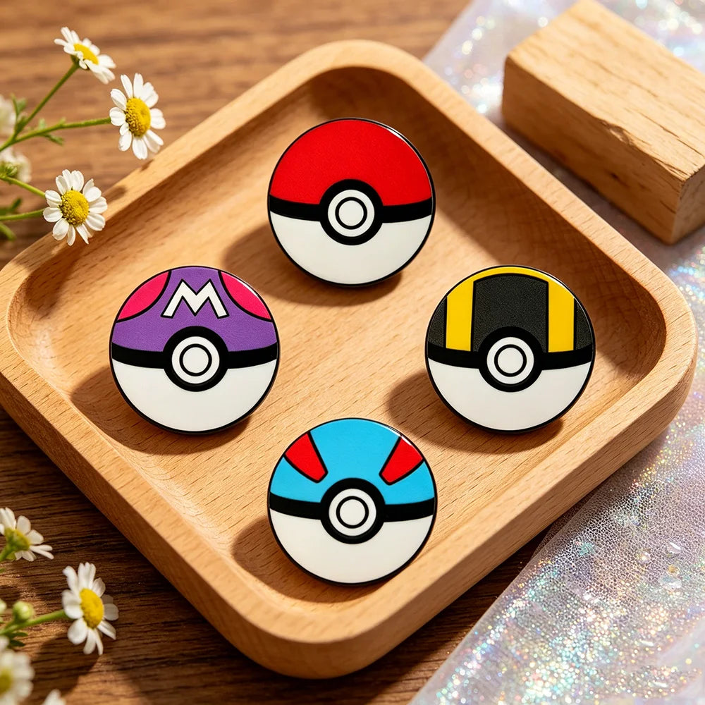 4pcs Poké Ball Enamel Pin Set Classic, Master, Ultra & Great Ball Brooch Badges for Fans, Cosplay & Daily Decoration