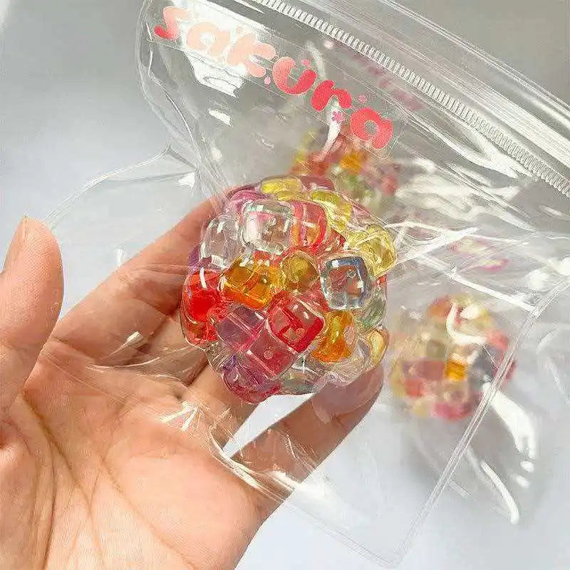 Ice Cube Fidget Toy – Colorful Bead Squishy Stress Relief Ball
