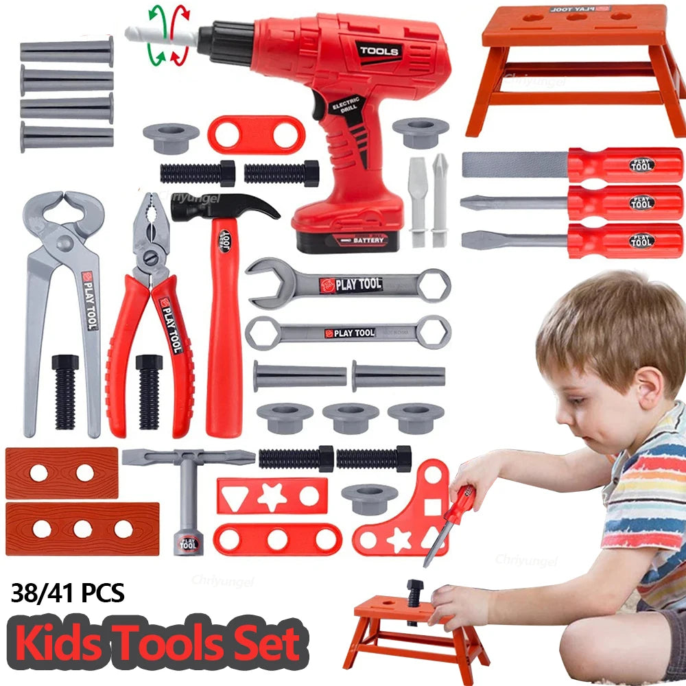 38/42 PCS Pretend Tools Kit Kids Play Repair Tool Set Plastic Construction Toys with Screwdrivers for Toddler Boys Girls Child