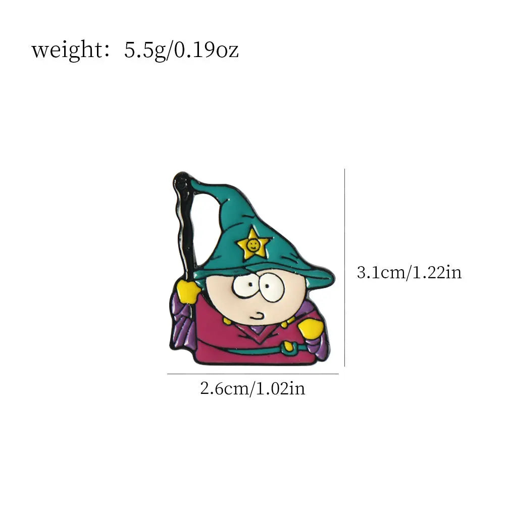 7Pcs/Set Cartoon TV Movie Cartman Figure Badges - Cute Lapel Pins for Backpacks, Clothes & Jewelry Accessories    （