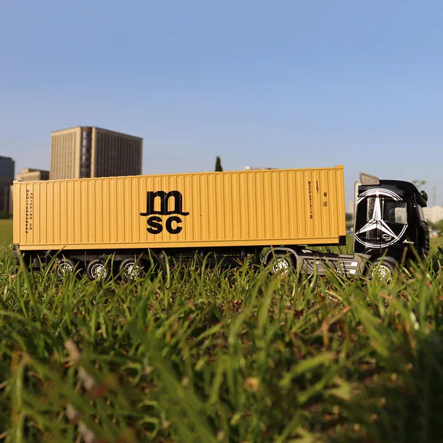 1/50 Simulation Large Truck Toy Car Model Alloy Diecast Transport Container Vehicle Car For Boy Gifts with Sound Light Pull Back