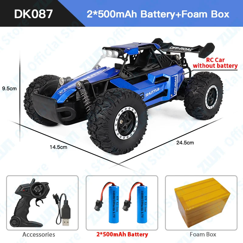 Off-Road RC Car 2WD 1:16 with LED Lights, 2.4GHz Remote Control