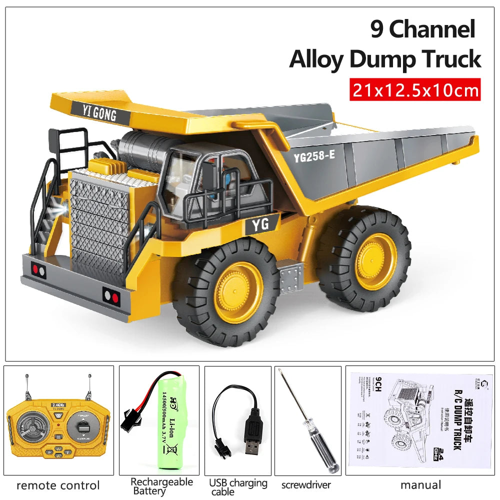 Remote Control Excavator RC Construction Truck with 10-Channel Control