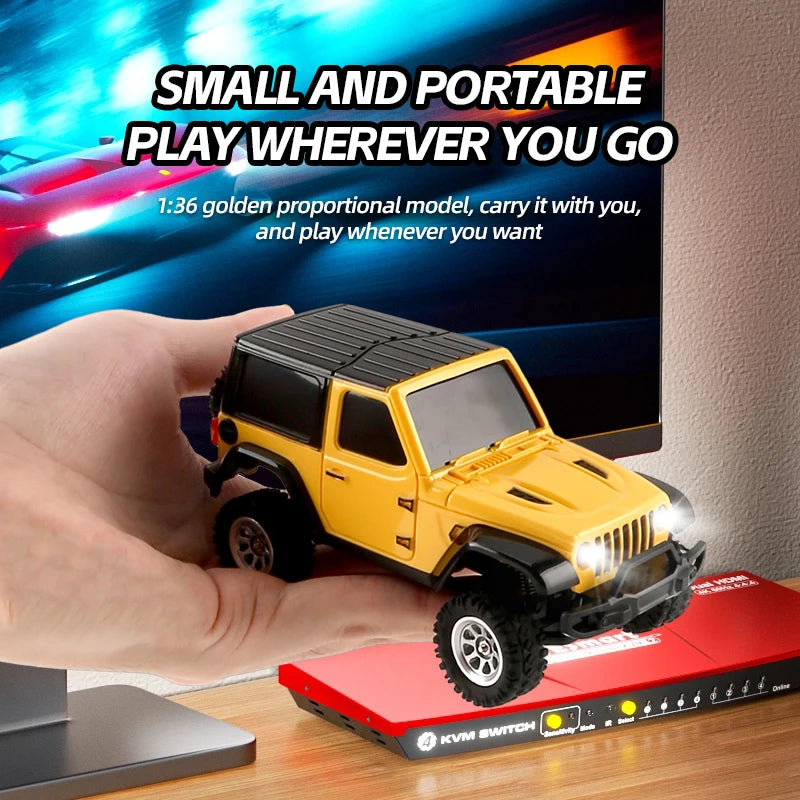 Mini RC Crawler Car 4WD Off-Road with Lights, Remote Control