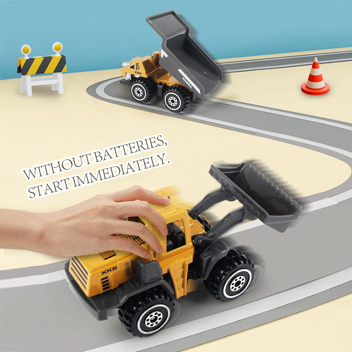 6pcs/set Alloy Engineering Truck Toy Car Classic Construction Model Vehicle Loader Tractor Excavator Toys for Boys Gifts
