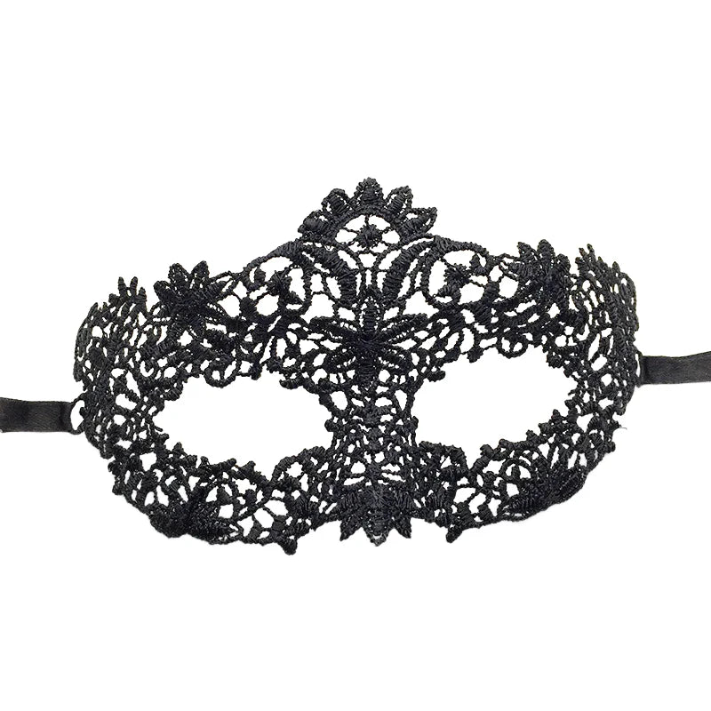 Black Lace Masquerade Eye Mask Hollow Out Venetian Mask Adjustable Ribbon Tie Halloween Carnival Party Cosplay Costume Accessory
