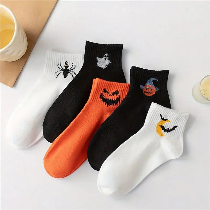 Halloween Socks for Men – 5 Pair Spooky Mid-Calf Crew Socks