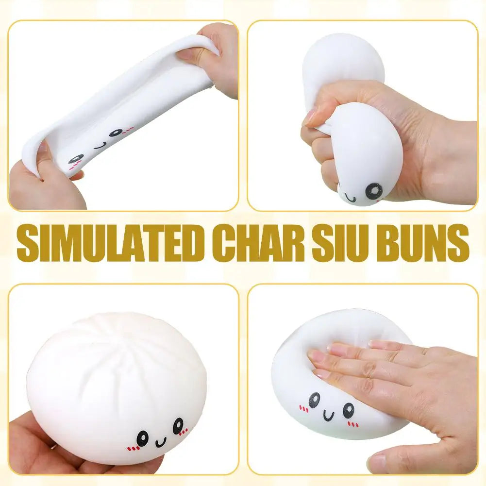 Dumpling Squishy Toy – Bao Bun Squeeze Fidget with Steamer